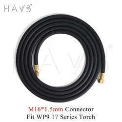 3.8/7.6m WP9 WP17 Series TIG Welding Torch Gas-Electric Integrated Rubber Hose Cable Wires M16*1.5mm Connecto