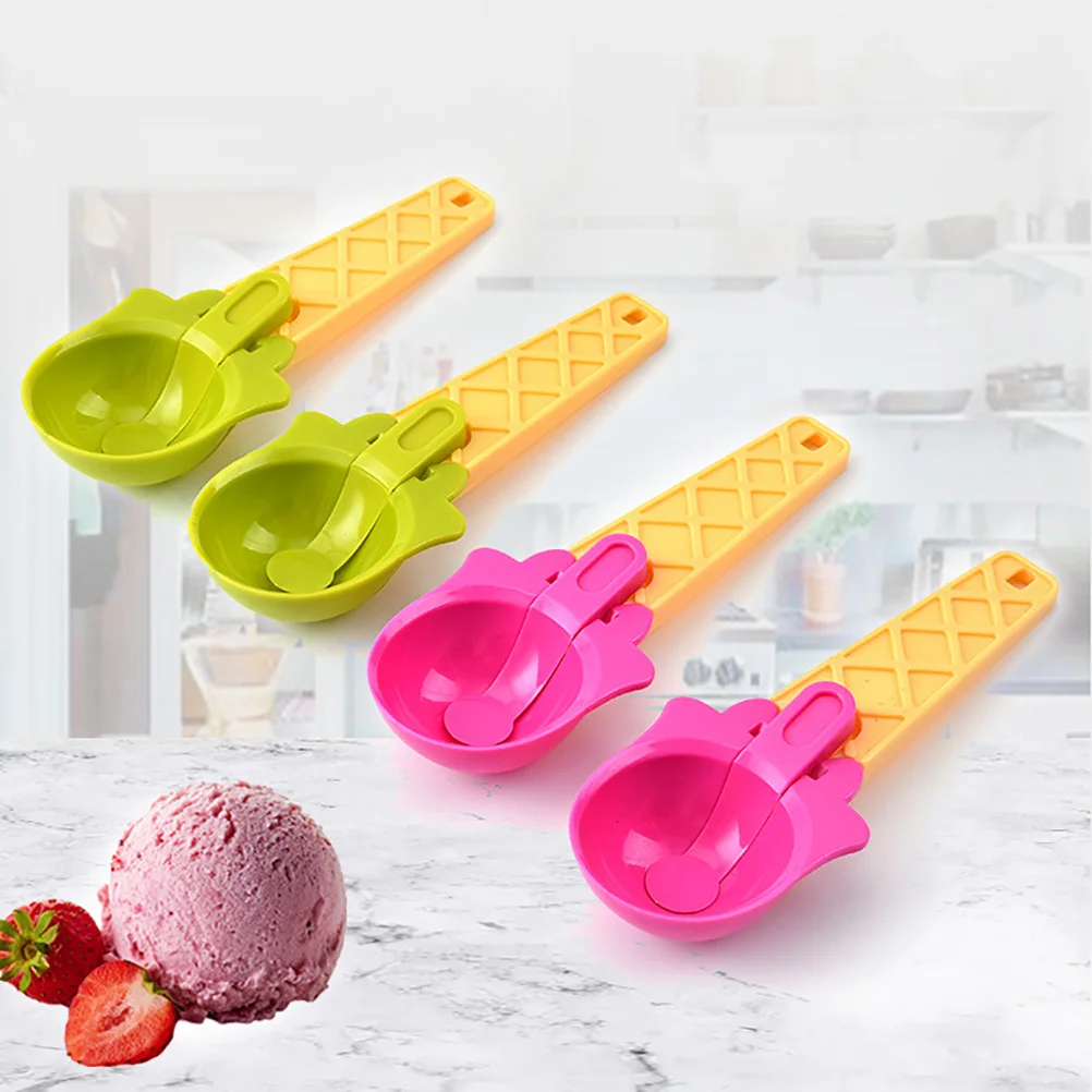 

4Pcs Ice Cream Scoop Premium Plastic Dessert Spoons Comfortable Handle Kitchen Tools for Home Cafe Restaurant Office Fruit Cake