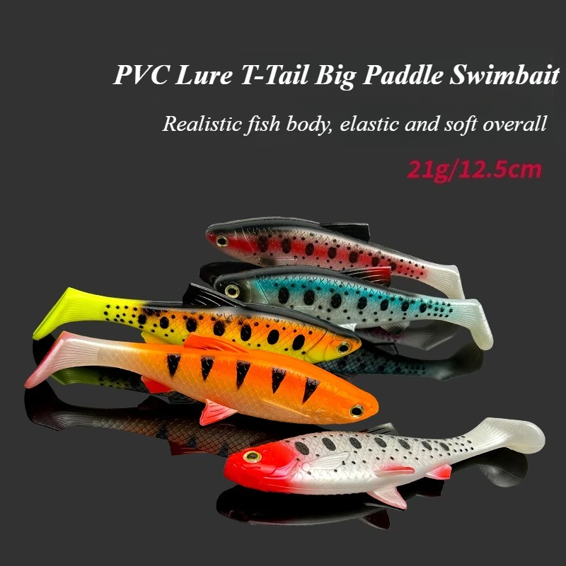 Big T‑Tail PVC Soft Lure Mini Carp Shape Scale Texture Long Cast For Saltwater Boat Fishing
