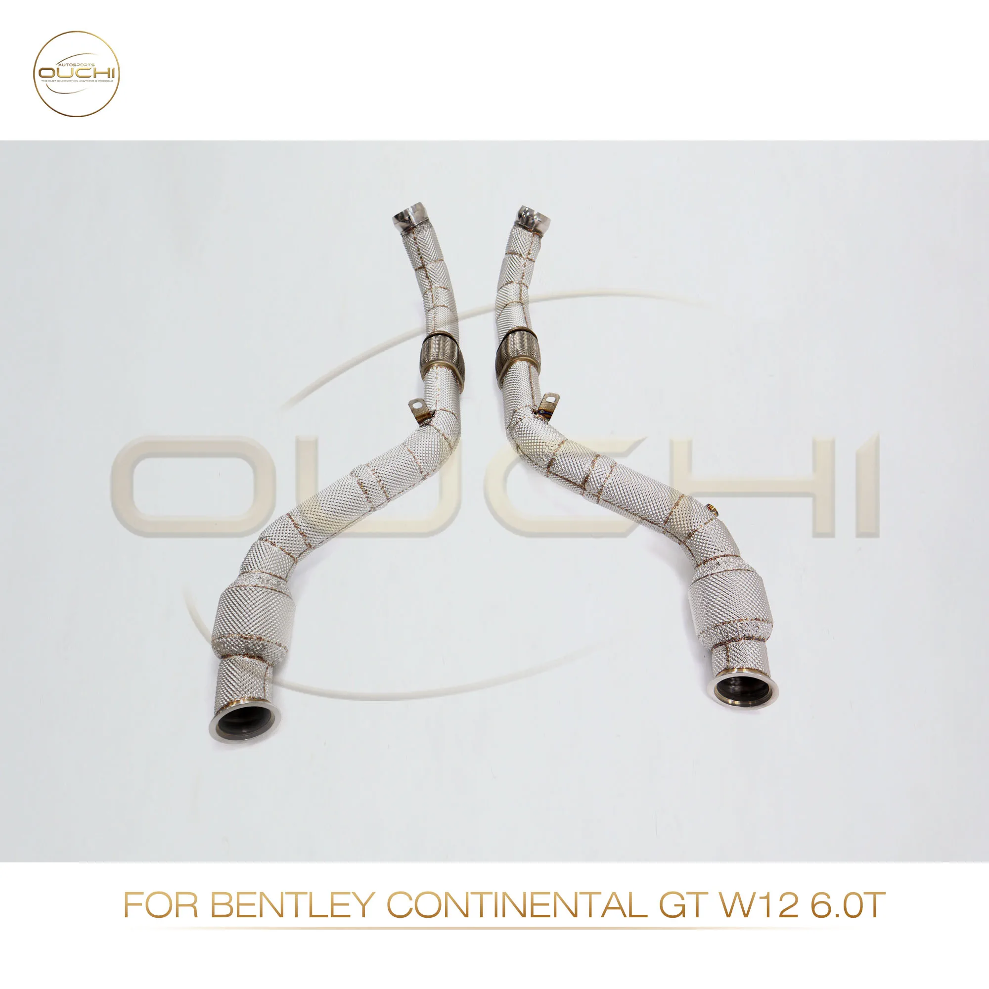 OUCHI Pipa Bawah Performa Sistem Knalpot Baja Tahan Karat Langsung Pabrik untuk Bentley Continental GT W12 6.0T dengan Pelindung Panas