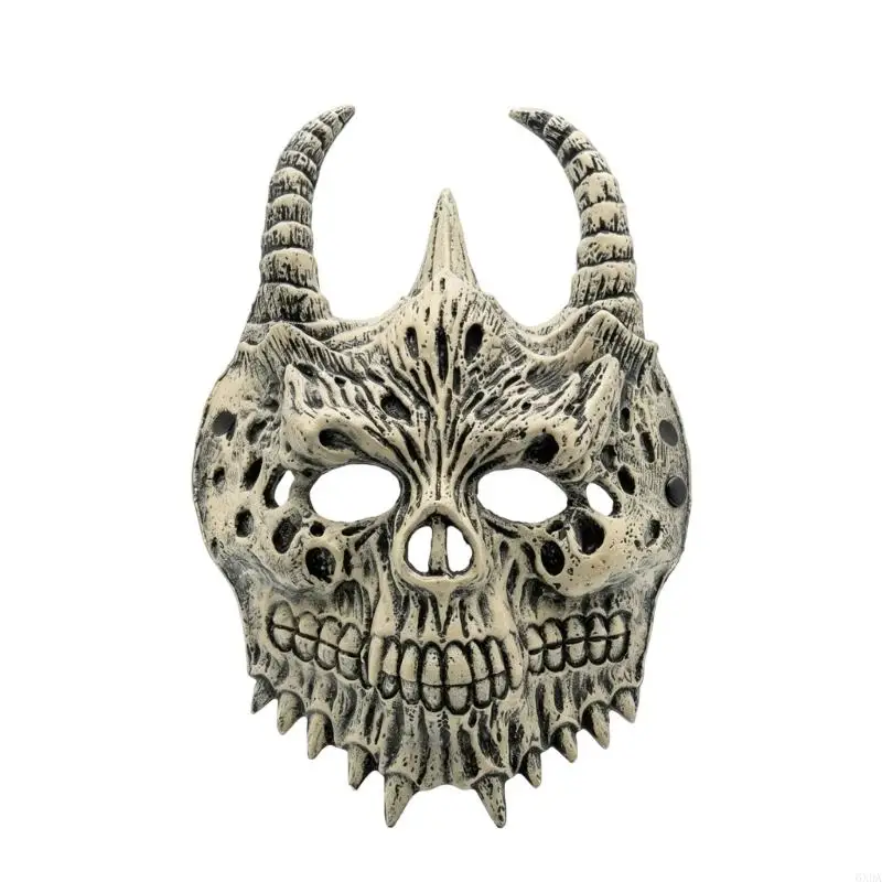 Horror Party Mask Full Face Horned Skull Costume Accessory for Halloween Role Play and Seasonal Party Wear Use 6XDA