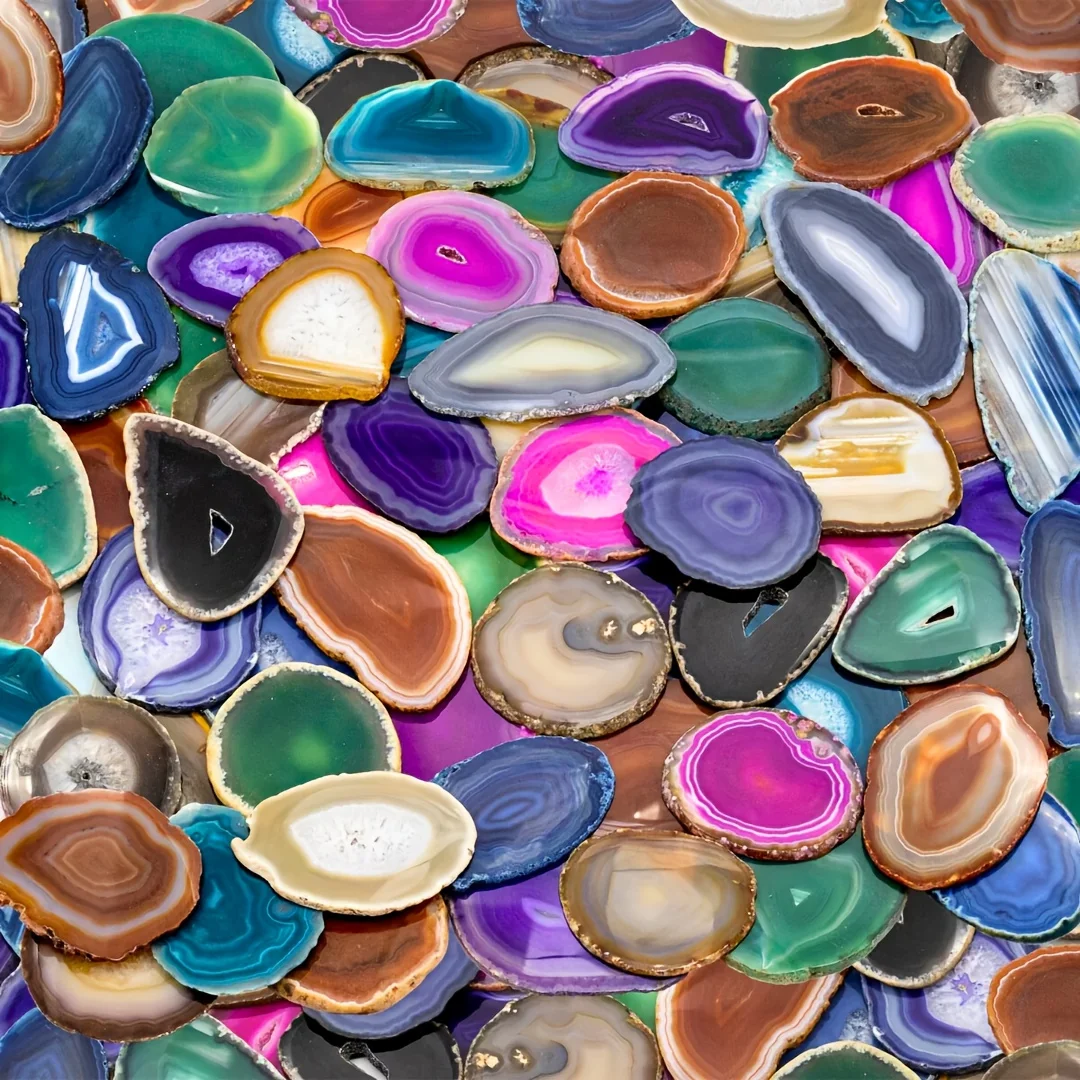 40/80/120g Natural multi-colored agate slices, Quartz double-sided polished sheet, Home decoration ornaments, Festival gif