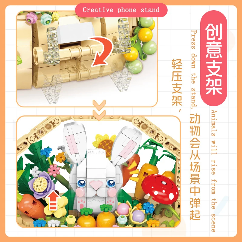 cute pet Building blocks Exquisite ornament creative phone stand ABS plastic Desktop Decoration toys gifts for friends kids