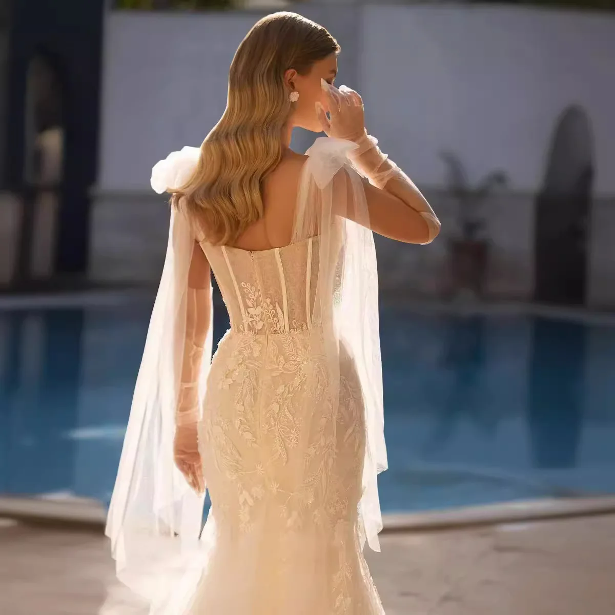 Vestidos de novia de sirena de lujo, correas gruesas, tren desmontable 2 en 1, Apliques de encaje, vestidos de princesa sexys, Vestido personalizado Noiva