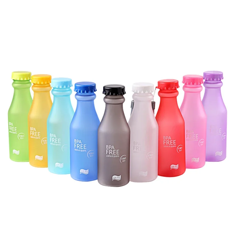 

New Candy Colors Water Bottle Unbreakable Frosted Plastic Kettle Free Portable Water Bottle for Travel Yoga Running Camping