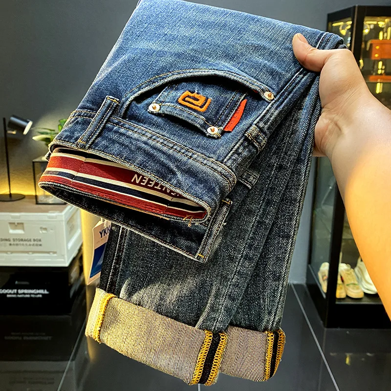 2024 New Jeans For Men Fashion High End Casual Trendy Handsome Street Slimming Elastic Water Washable Versatile Denim Pants