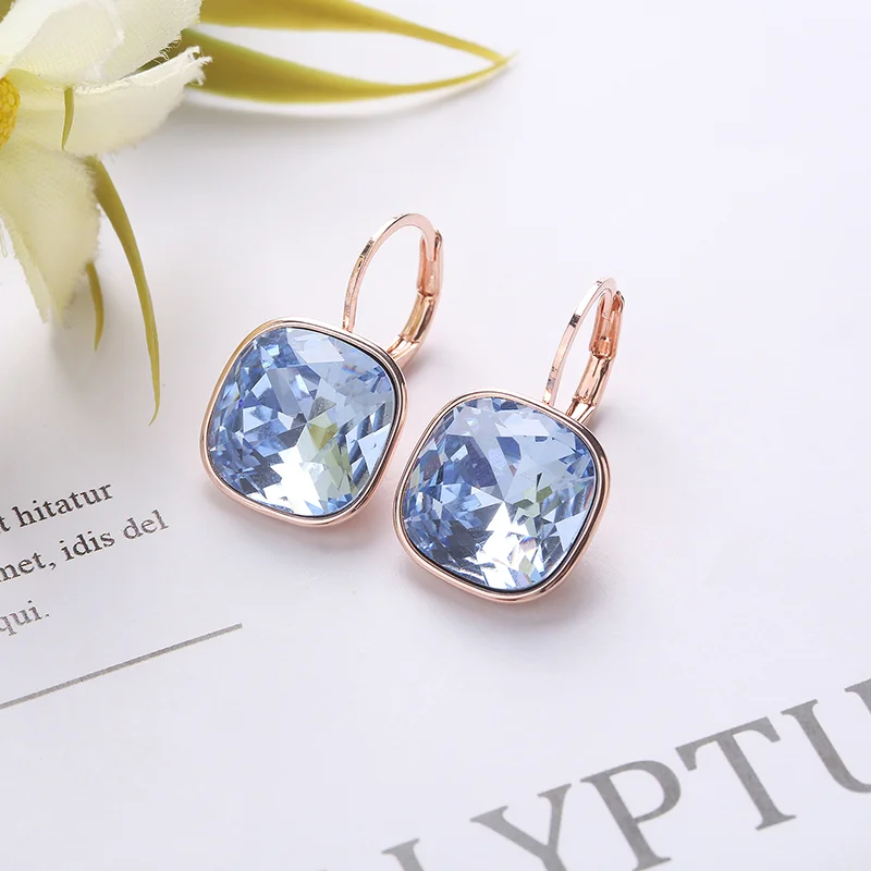 2022 New Design  Square Stones Earrings With French Hook Lever Back For Fashion Girls Wedding Gifts