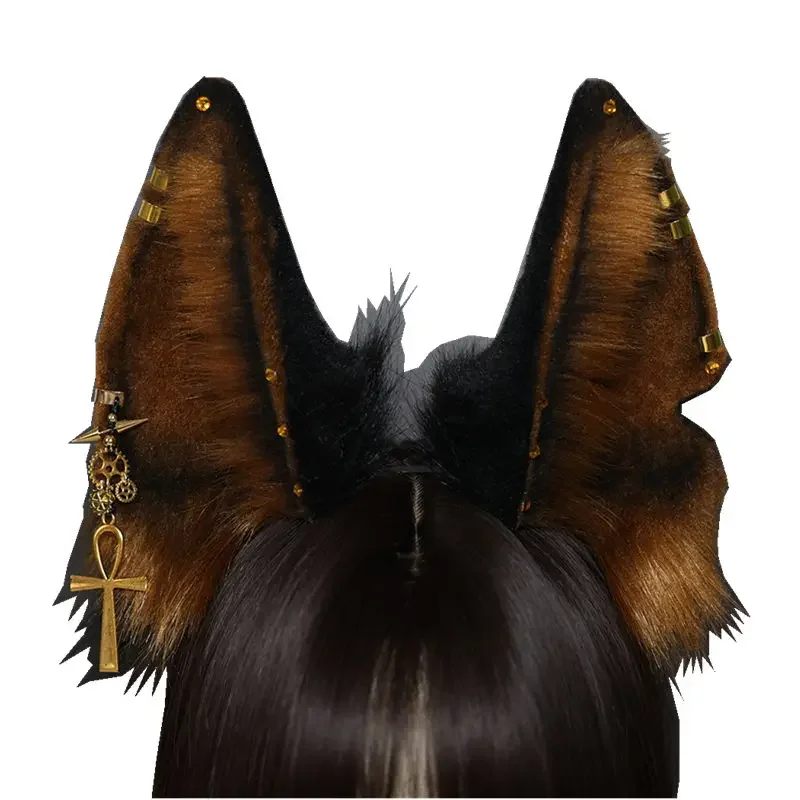 New Custom Halloween Headdress Anubis Ancient Egyptian Myth God of Death Anubis Dog Ear Hair Hoop Wolf Ear Beast Ear Cosplay