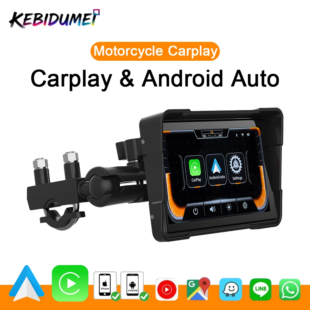 

KEBIDUMEI 5inch Wireless Motorcycle Carplay Bluetooth 5.0 GPS Navigation Android Auto Digital Screen Dashboard Moto Accessories
