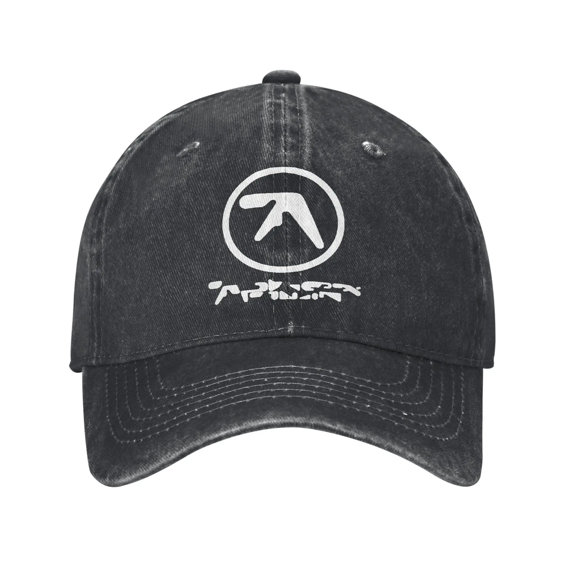 Aphex Twin Logo Baseball Cap Retro Distressed Denim Washed Electronic Music Snapback Hat for Men Women Outdoor Running Soft Hat