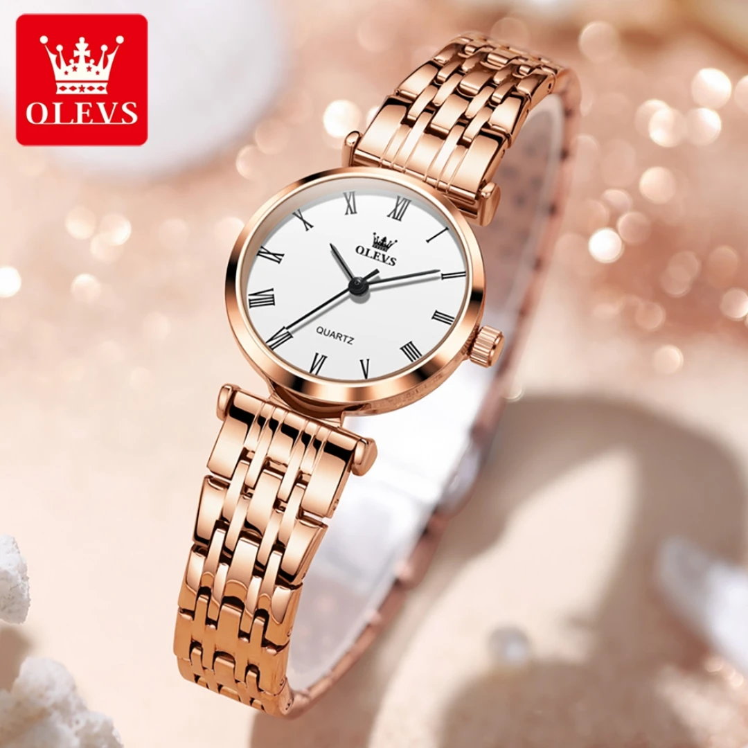 OLEVS 5592, модные кварцевые часы, подарок, ремешок для часов из нержавеющей стали, наручные часы с круглым циферблатом