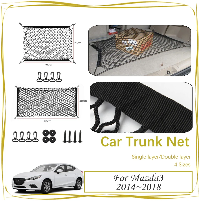 

Car Trunk Nets For Mazda3 Mazda Axela BM BN BY 2014~2018 Nylon Back Storage Organizer Gadget Cargo Bag Interior Auto Accessories