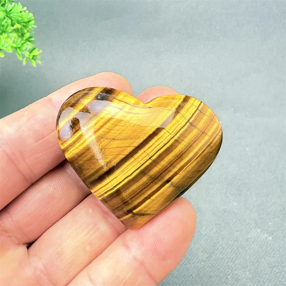 1PC Natural Tiger's Eye Crystal Specimen Reiki Healing Carving Heart Shape Room Decor Gift for Holiday