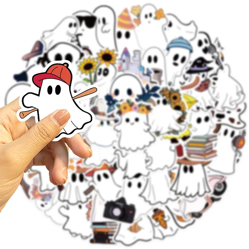 50pcs Mini Size Cute Cartoon Spooky Ghost Graffiti Stickers For Laptop Guitar Phone Luggage Bike Car Waterproof Vinyl Decals