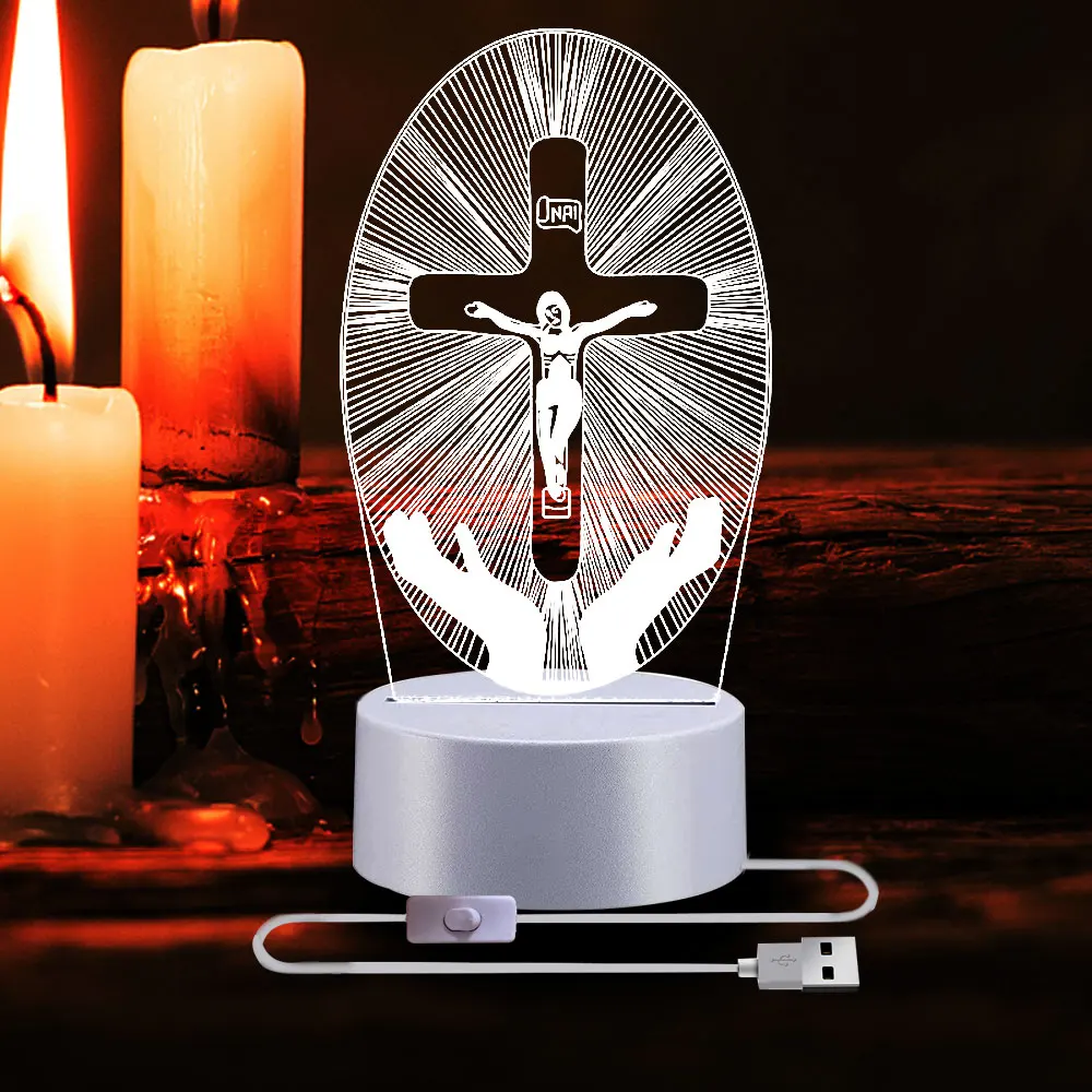 Religion Series LED Night Light Novelty Acrylic 3D Vision Table Lamp Desk Decorative Bedroom Decor Lighting Festival Kids Gifts