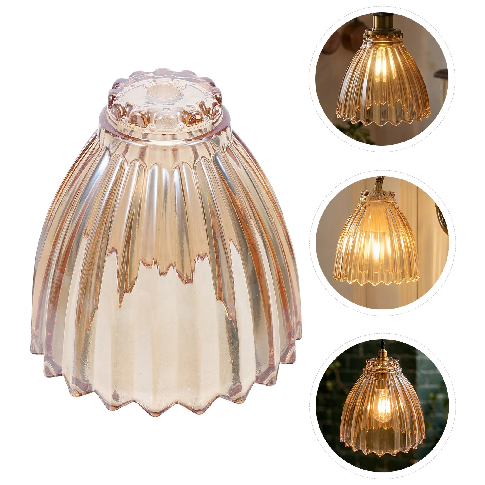 Amber Glass Shade Pendant Lamp Aperture 10Mm Vintage Retro Replacement Cover for Ceiling Light Hanging Fixture