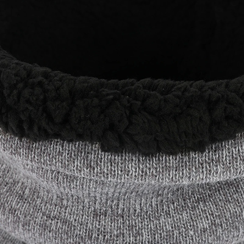 Herren-Winter-Strickhalswärmer-Gamasche, dicker, mit Plüsch gefütterter, winddichter Rundschal