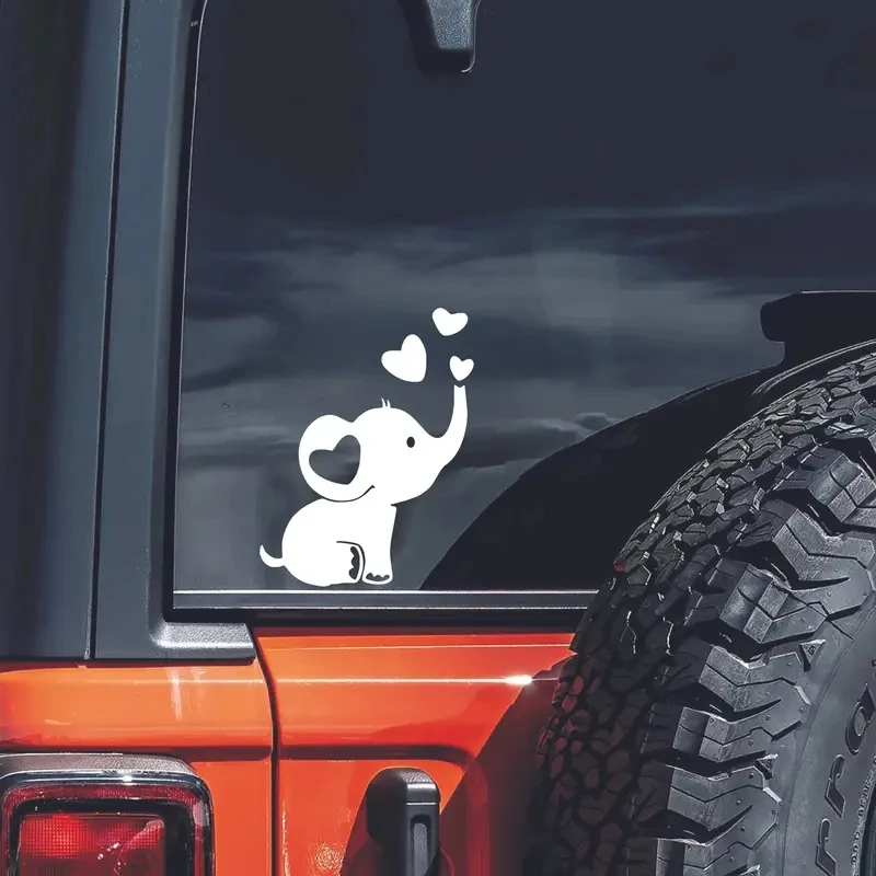 

1pc Elephant & Heart Vinyl Sticker - durable, weather-resistant For cars, Laptops Perfect Gift Idea