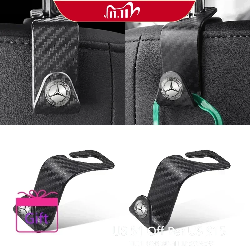 1/2/4 قطعة سيارة مسند الرأس بالمقعد السنانير تخزين شماعات لمرسيدس بنز AMG W176 W202 W204 W205 W210 W211 W212 CLA CLK CLS GLA GLC #1