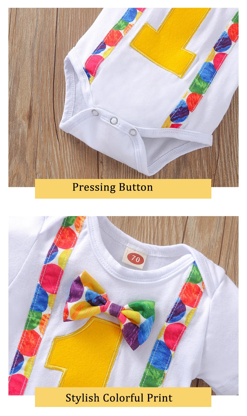 MiniFox Baby-Jungen-Geburtstagsoutfit für ein Jahr, Nummer 1 Zoll, Body und Hosenträger-Shorts mit Y-Rücken, 1 Jahr Geburtstagskuchen-Smash-Sets – Detail 8