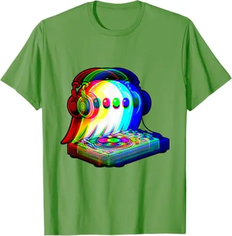 House Music Ghost Dj Optical Illusion EDM Halloween Rave DJ T-Shirt Humor Lustiges Rock Grafik Outfit Kurzarmblusen Y2k Top – Detail 7