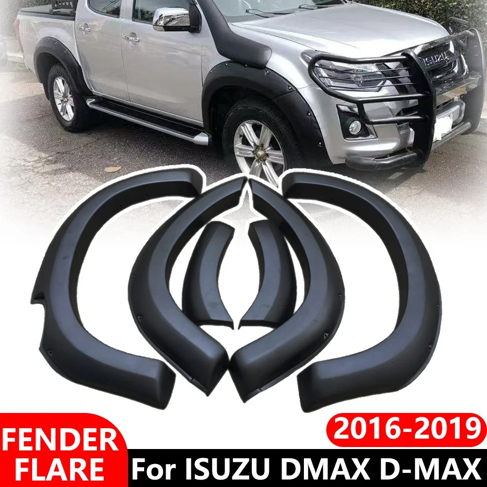 

Wheel Arch Covers Fender Flares For Isuzu DMAX D-MAX 2016 2017 2018 2019 Textured No Drill Mudguard 4x4 Pickup Truck Accessories