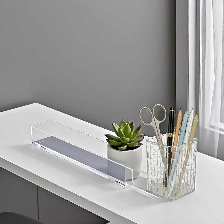 حامل أقلام أكريليك، حامل فرشاة مكياج شفاف مع نسيج منسوج، حامل قشرة أنيق شفاف لعلبة تنظيم كأس القلم المكتبي #4