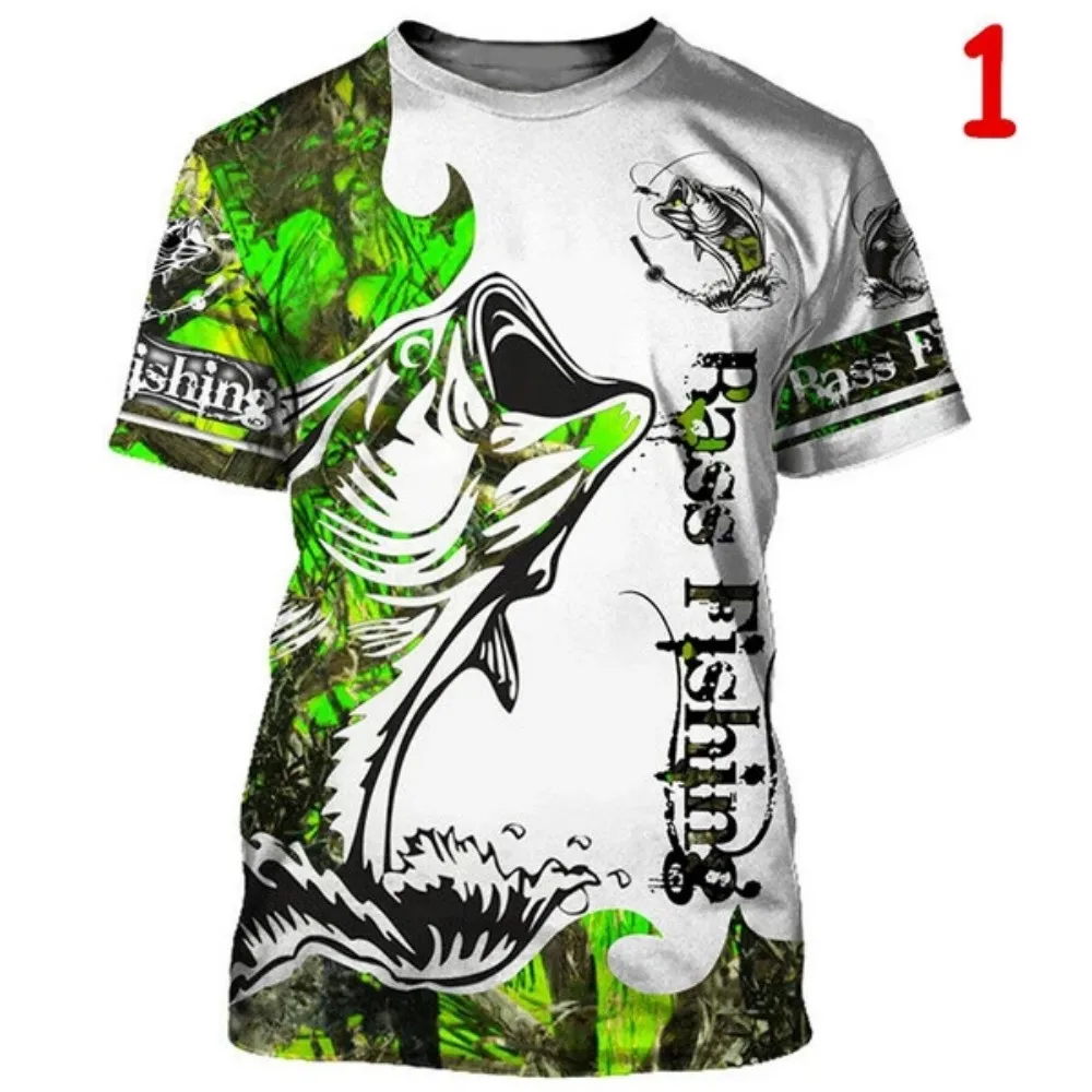 Men's Carp-Print T-Shirt – Short-Sleeve Top with Animal/Fish/Hunting Camo Pattern; Breathable, Casual Outdoor Fishing Shirt