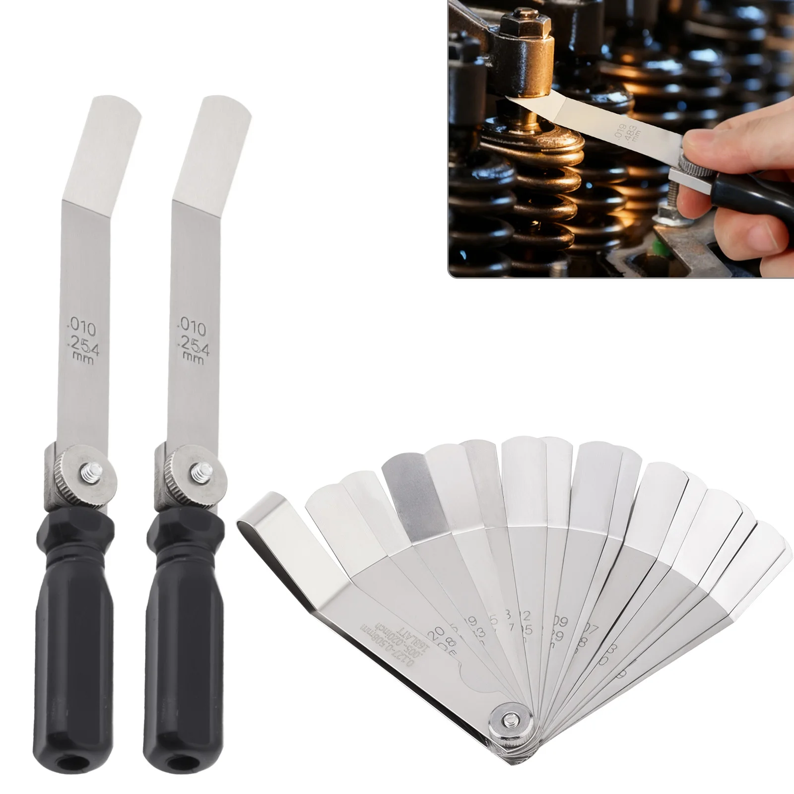 الفولاذ المقاوم للصدأ أوفست صمام الغماز المحسس قياس مجموعة متعددة الأغراض أداة قياس محرك دراجة نارية صمام المحسس قياس #1