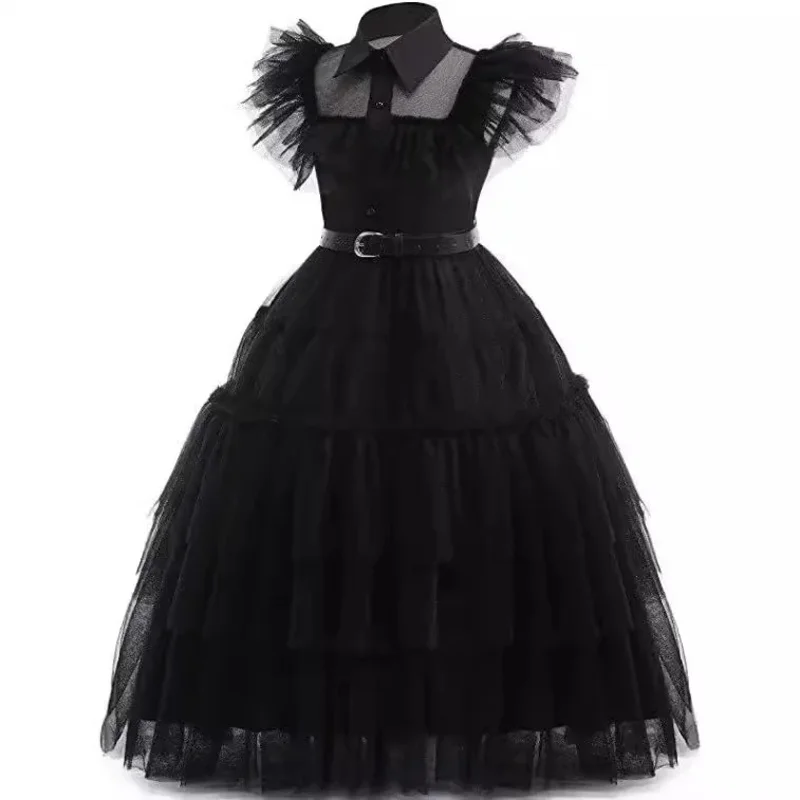 2025 مسلسل تلفزيوني أمريكي كلاسيكي شعبي الأربعاء فتاة كوسبلاي آدامز فستان أسود قصير الأكمام منتفخ + مجموعة إكسسوارات dl;1 #4