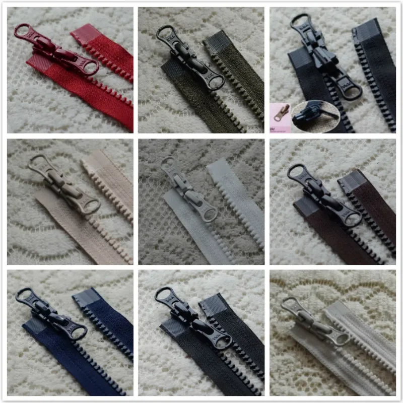 2pcs/Lot 5# 60 to 80cm Resin Ykk Zipper Black Coffee Blue Off White Red Double Open Jacket Two-way Fastener Sewing Accessory