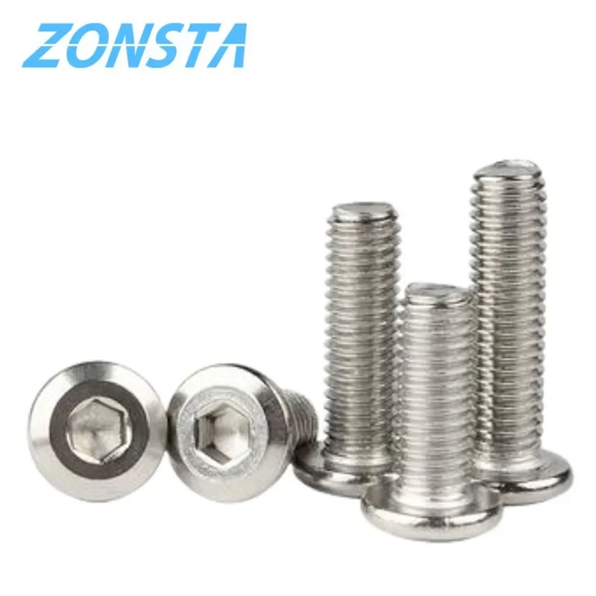 5/10/50X 304 Stainless Steel Large Flat Hex Hexagon Socket Head Allen Furniture Rivet Screw Connector Joint Bolt M3 M4 M5 M6 M8