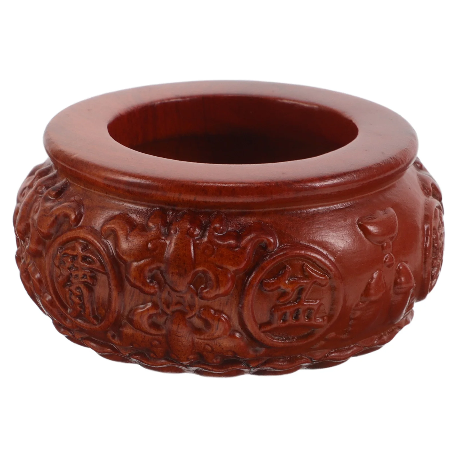 

Feng Shui Wooden Treasure Money Basin Handmade Artistic Carving Rich Natural Wood Grains Living Room Decor Fortune Offering