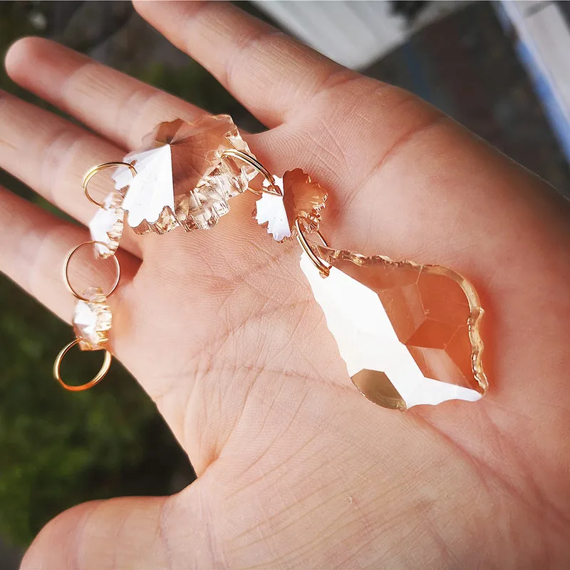 Najwyższa jakość 5 sztuk/partia szampański K9 kryształowy żyrandol wisiorki + koraliki śnieżne DIY Suncatchers szklane części oświetleniowe