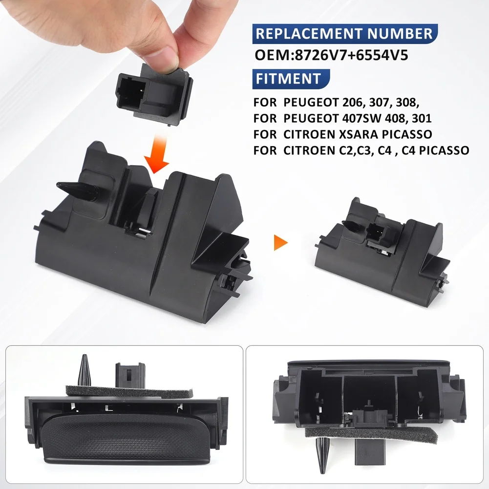 

Комплект ручки багажника и кнопки открывания багажника (OEM номера 8726V7, 6554V5) для Peugeot 206, 307, 308. Запасные части и аксессуары для автомобиля.