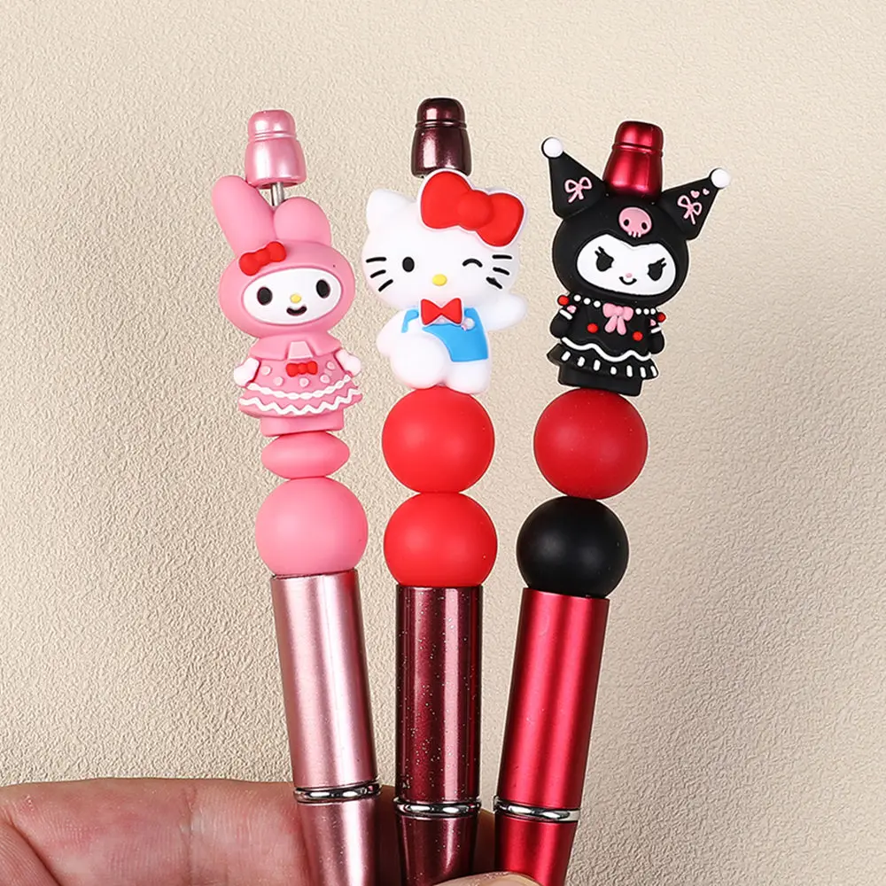 5pcs Hello Kitty My Melody Kuromi 3D silicone focal bead DIY pen keychain badge reel handmade crafts material - view 3