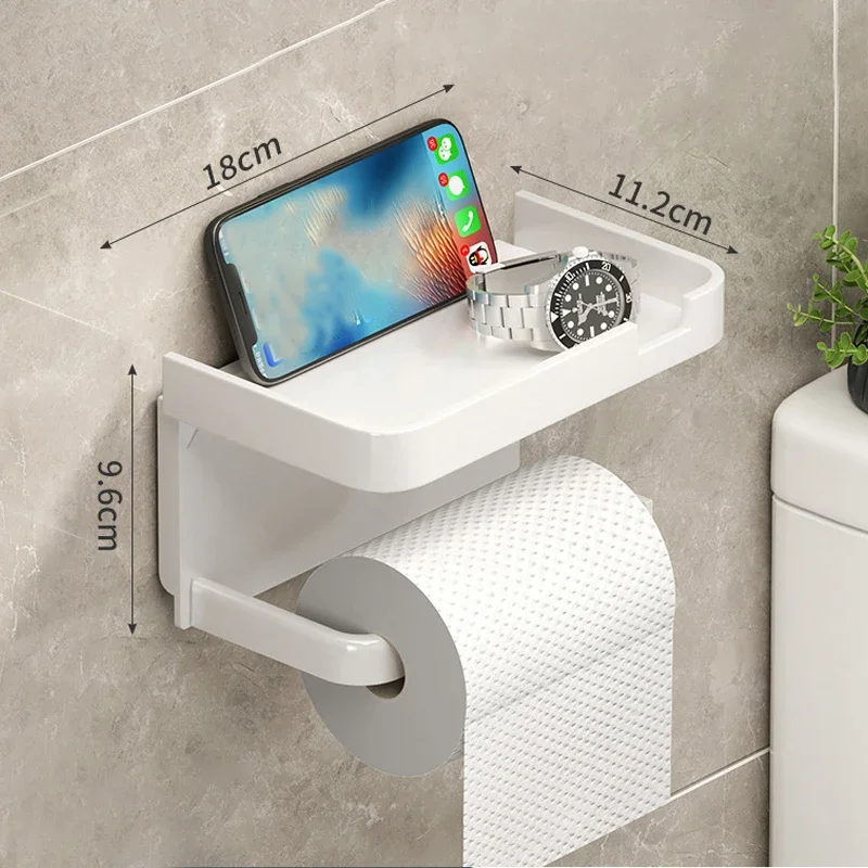 Bathroom Roll-Free Punch-Free Storage Rack for Toilet Paper Placement and Paper Tube Storage