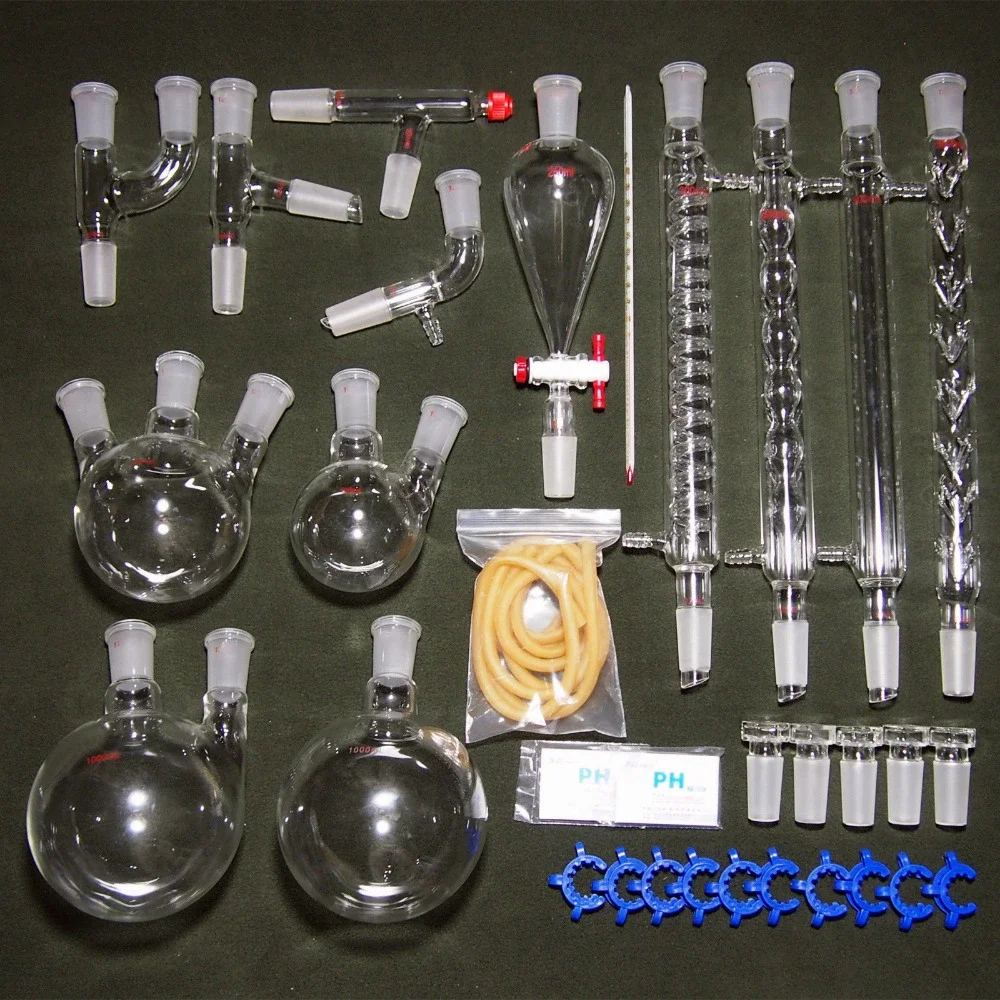 Distillation Apparatus 32PCS Advanced Chemistry Laboratory Glassware Kit 24/29 Glass Adapter