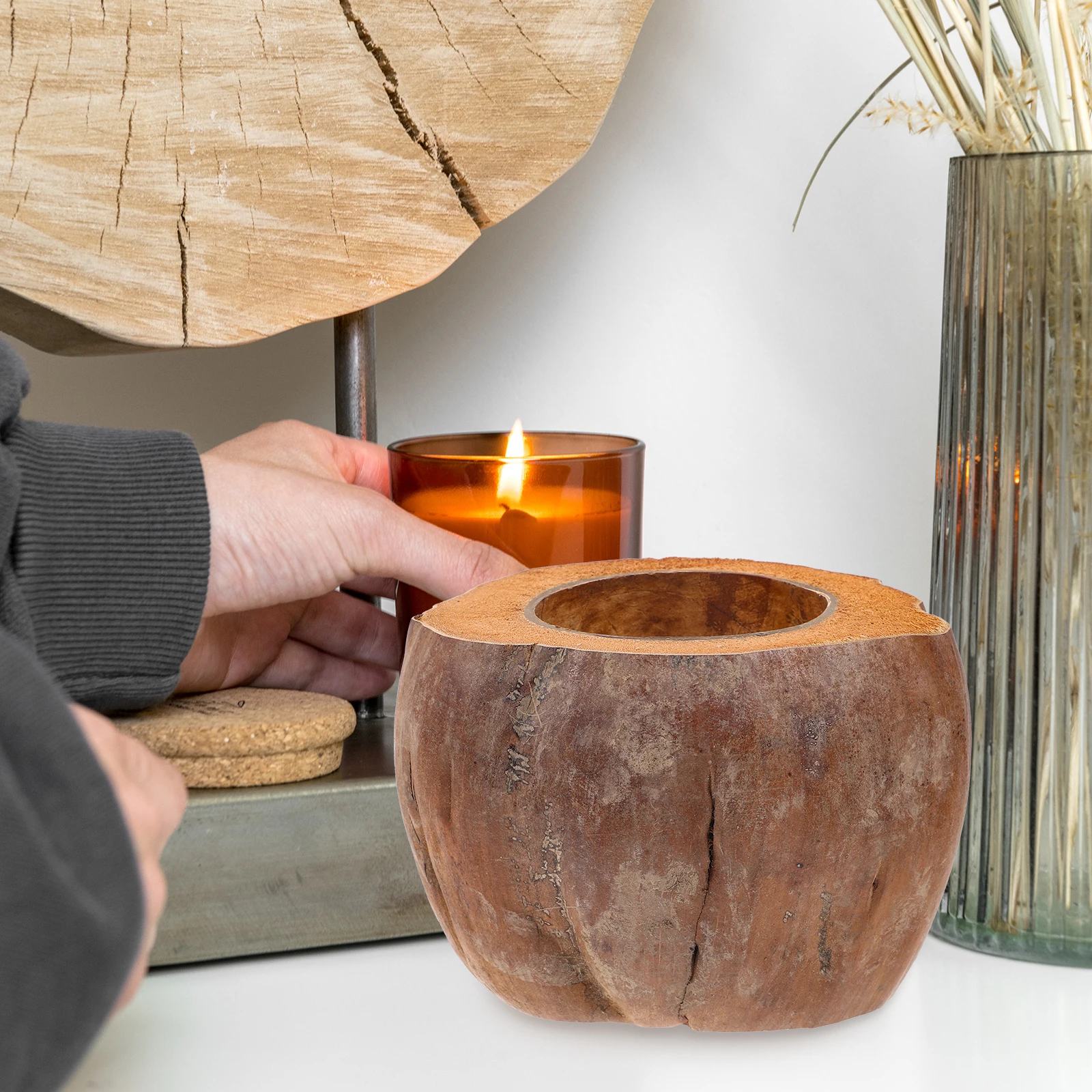 

Coconut Shell Bowls 16x16x12cm Natural Style Multi Function Food Storage Containers Smooth Durable Practical Kitchen Restaurant