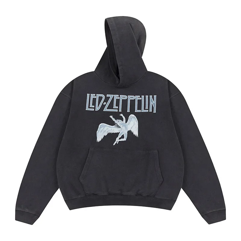 

Hot new cotton spring and autumn vintage series Cobain portrait print high street wash made old men and women loose hoodie