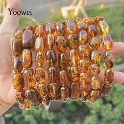 100% Real Piebald Amber Bracelet for Unisex 2025 New Natural Genuine Plant Flower Irregular Beads Factory Baltic Amber Jewelry