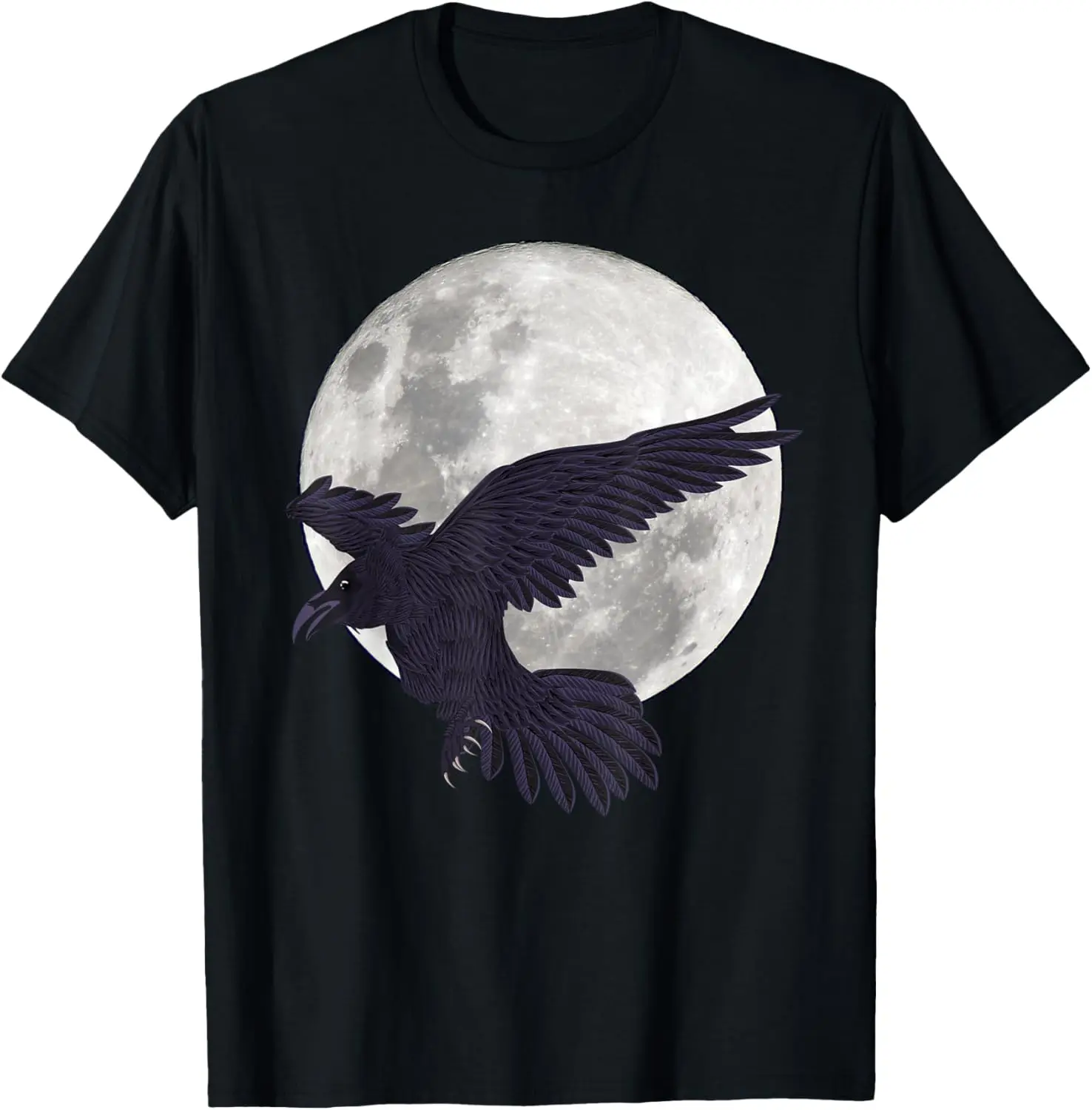 Night Creepy Crow Animal Bird Gothic Full Moon Black Raven T-Shirt