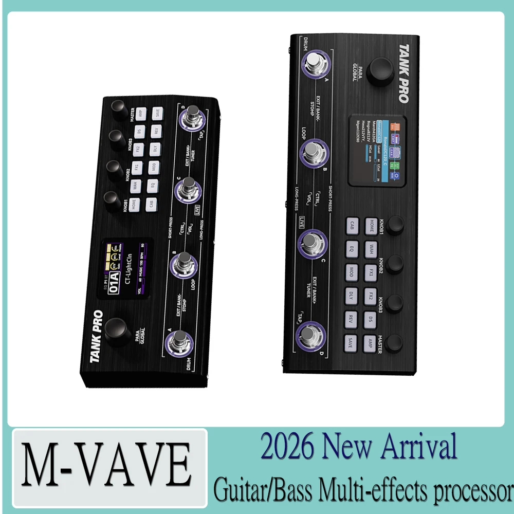 M-VAVE TANK PRO Multieffects Processor Pedal with 10 Effects modules | 300+ effect types | 120 preset slots for Guitar& Bass