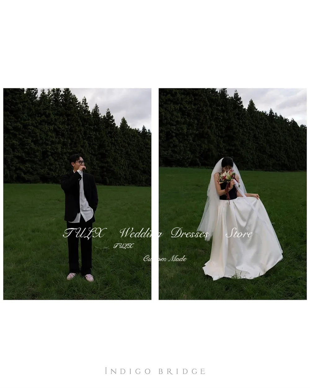 TULX Suknia ślubna z paskiem Korea Outdoor Photo Shoot Sweetheart Satin Suknie ślubne Elegancka długość podłogi 웨딩드레스 Dostosowane