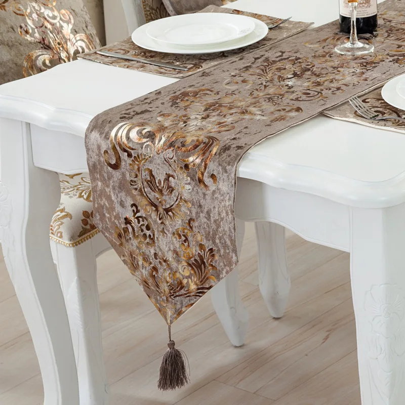 Modern fashion table runner tea table tv table shoes cabinet decoration gilding pleuche fabric table runner