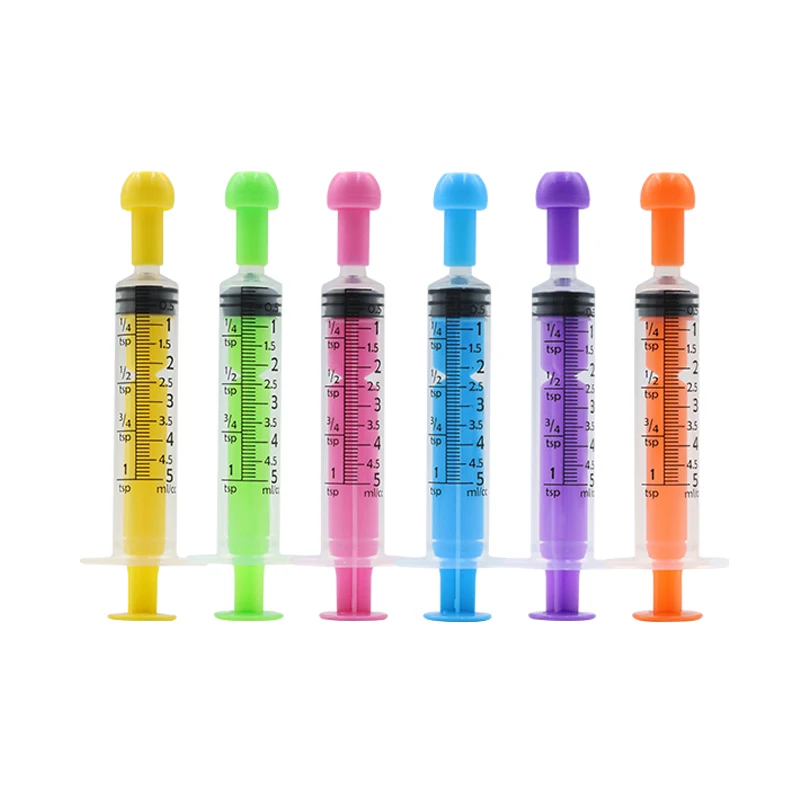 2PCS 5ml 10ml Color Straight Mouth Syringe with Plastic Cap Pet Animal Feeding Syringe Rubber Stopper Disposable Pump