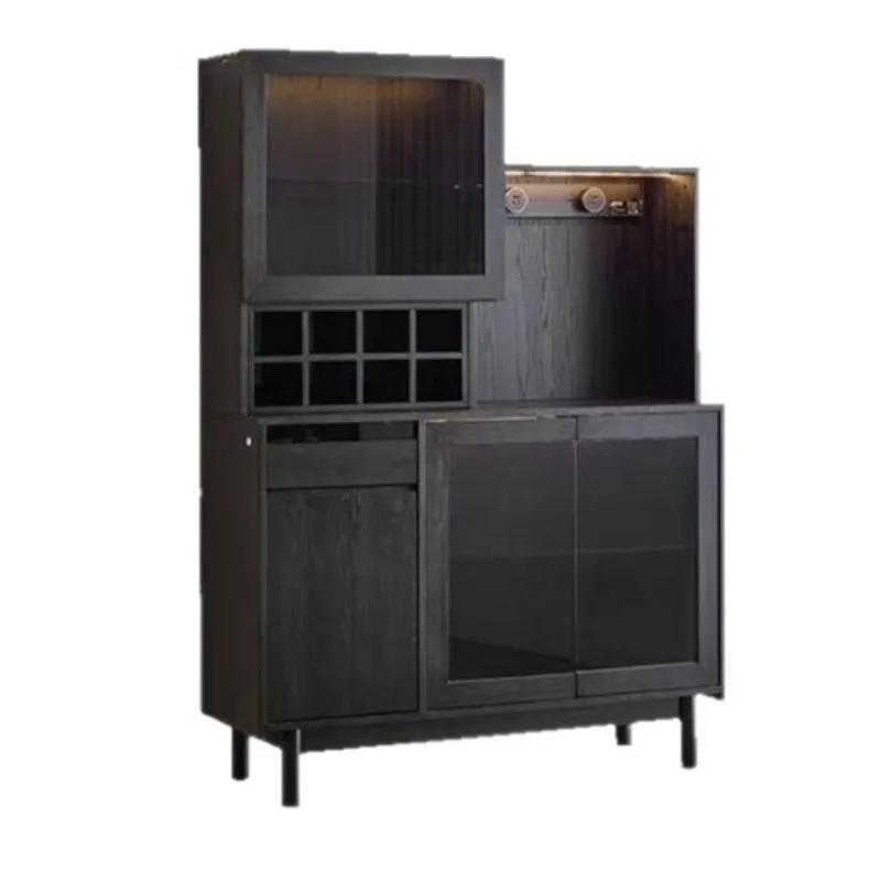

Dining side cabinet against the wall Integrated locker Wine TeaBlack solid wood locker Coffee side
