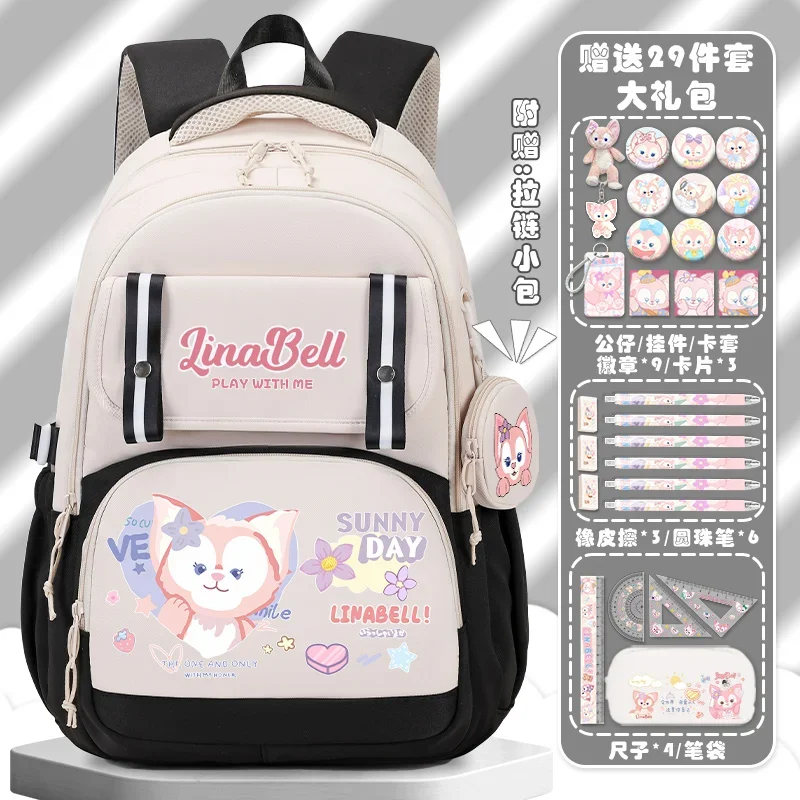 Disney Lingna Beier Ultra-Light Advanced Student Schoolbag Large Capacity Burden Reduction Cartoon ChildrenAll-Matching Backpack