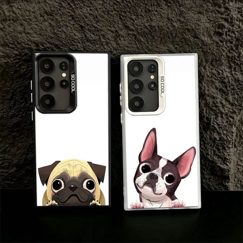 Cute Animal Pug Dog Cartoon Bulldog Phone Case for Samsung S26 Edge S25 Ultra S24 FE S23 FE S22 Plus Galaxy S21 S20 Cover Back A