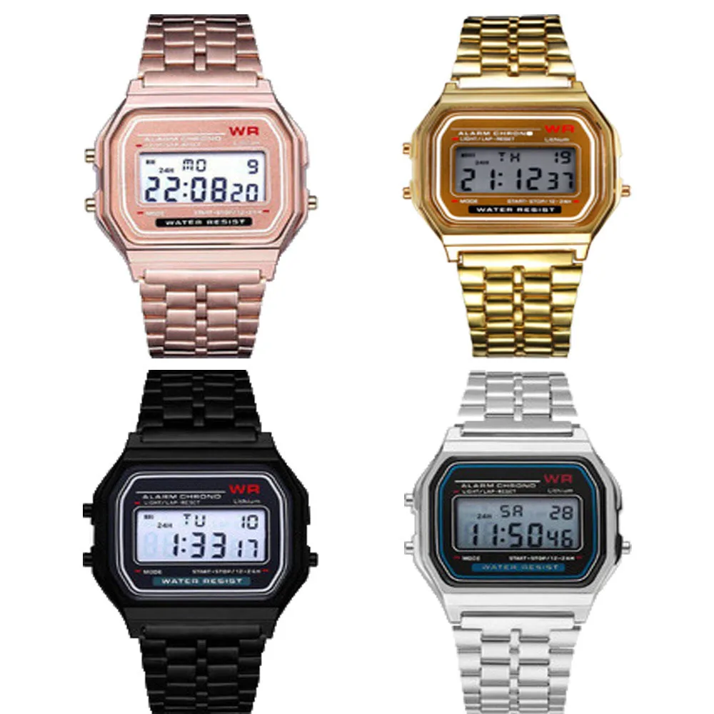 

ladies led electronic watch ultra-thin cold light steel band multifunction watch